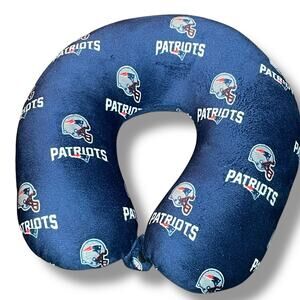 New England Patriots NFL Neck Pillow Travel Relaxation TSA Blue Snap Closure